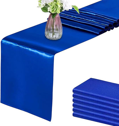 Royal Blue Table Runners, 12x108 Inches, 6 Pack | Satin, Silk and Smooth Fabric by HMQIANG