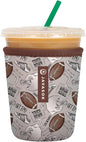 Sok It JavaSok Iced Coffee & Cold Soda Insulated Neoprene Cup Sleeve (Football, Small: 16-20oz)