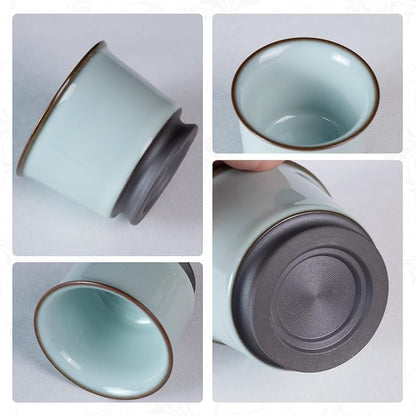 KAMMAK Japanese Tea Cups, 3.2 Oz Small Handmade Ceramic Teacups, Loose Leaf and - Image 4