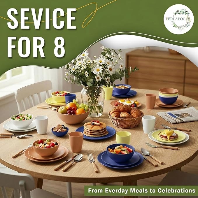 Wheat Straw Dinnerware Sets 40 PCS - Image 7