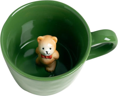 DIHOclub Bow Tie Bear Coffee Cup Hidden Ceramic Animal Inside Mug, Cute Cartoon by DIHOclub