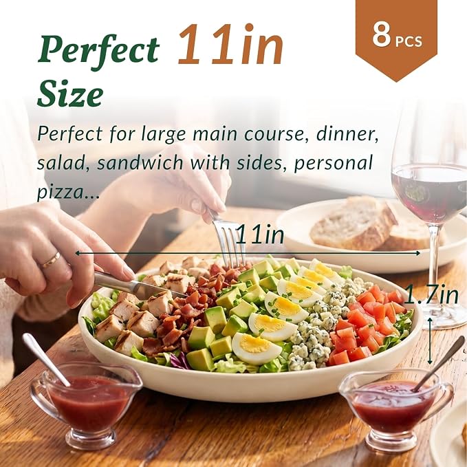 Plastic Dinner Plates, Wheat Straw Plates 11 Inch, Lightweight Unbreakable - Image 2