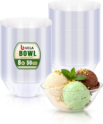 bUCLA 50Pack Clear Plastic Small Bowls - 8oz Disposable Ice by BUCLA