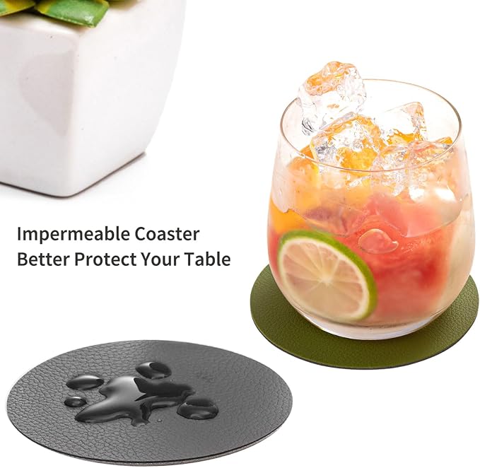 Faux Leather Drink Coasters - Image 2