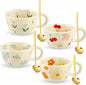 Vesici 4 Pack Ceramic Flower Coffee Mug by Vesici