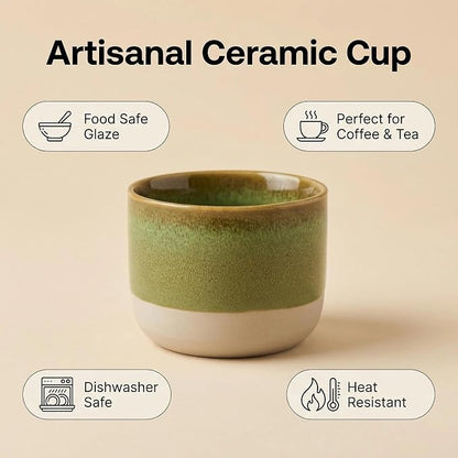Ceramic Espresso Cups 3oz Small Modern Coffee Cup Thick Walled, Handleless - Image 4