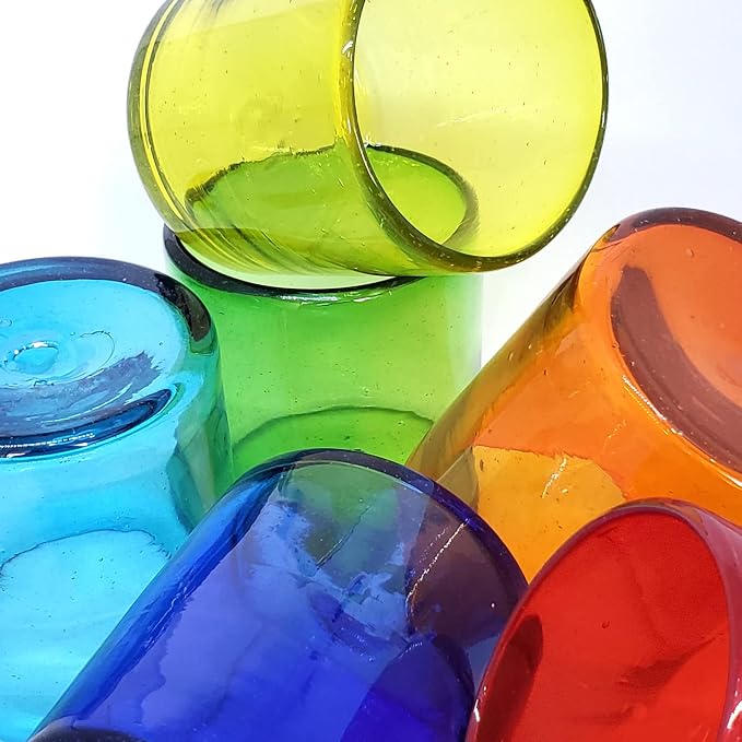 Rainbow Colored 9 oz Short Tumblers, Recycled Glass, Toxin-Free - Image 7