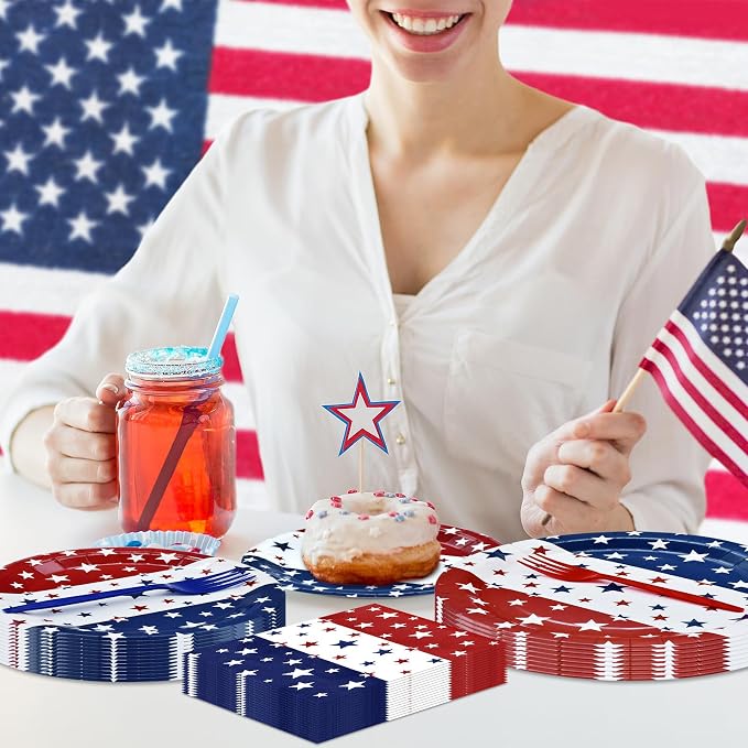96 Pieces Patriotic Tableware Set Party Supplies - Image 6