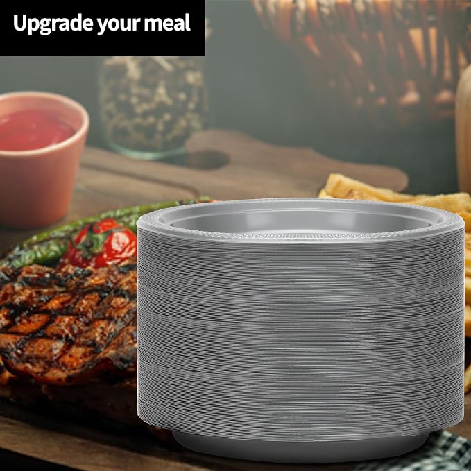 Hanna K. Signature Silver Plastic Plates 7 Inch 600 Count – Heavy Duty - Image 4