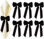 Bow Napkin Rings Set of 6 Luxury Soft Black Velvet Napkin Holders, Elegant Bow Design for Christmas Holiday Dinner Wedding Party Table Decor