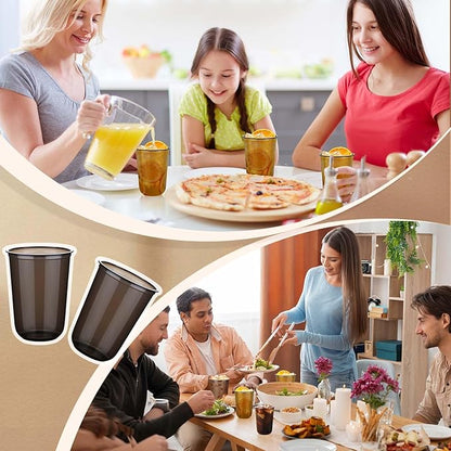 KesaPlan 100 Pcs 16oz Plastic Black Cups, Disposable Wine Cocktail Glasses | - Image 7
