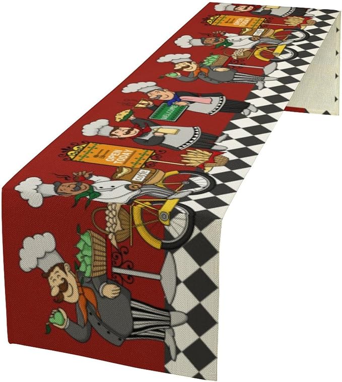 Retro Chef Table Runner, Farmhouse Burlap Table Runners by Yearn+Jear