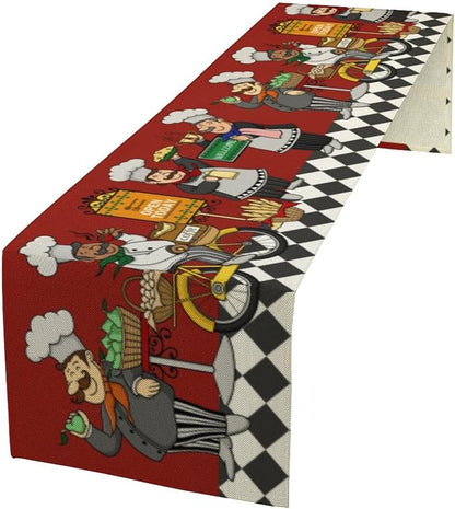 Retro Chef Table Runner, Farmhouse Burlap Table Runners by Yearn+Jear
