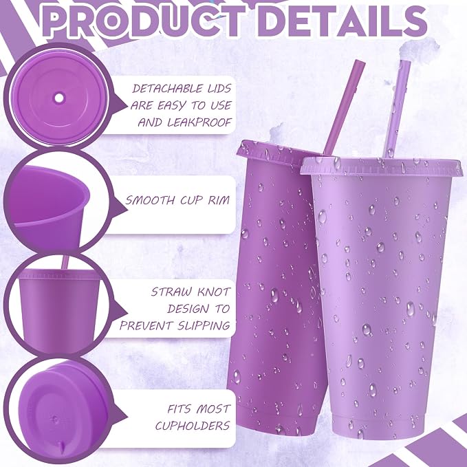Skylety 12 Pcs Lavender Pink Plastic Cups - Image 3