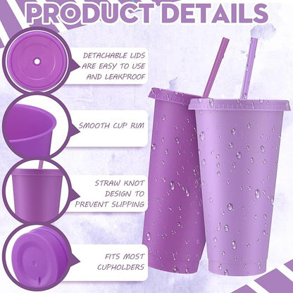 Skylety 12 Pcs Lavender Pink Plastic Cups - Image 3