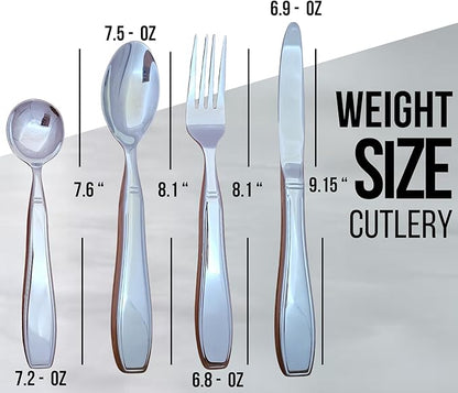 Weighted silverware for hand tremors for Parkinsons, Arthritis | Heavy utensils for tremors | Weighted eating utensils | Gifts for parkinsons & Artritis.