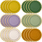 48 Pcs Nature Wedding Paper Plates 9 Inch Sage Green Purple Scalloped Paper Disposable Dinner Dessert Plates for Birthday Wedding Bridal Party Supplies, 6 Colors