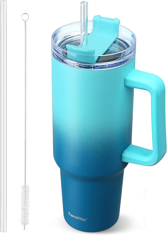 40 oz Tumbler with Handle | Stainless Steel Insulated Travel Mug Iced Coffee by TaroKitc