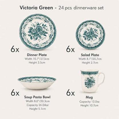 Royal 24-Piece Porcelain Dinnerware Set - Image 2