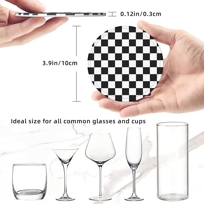 Black and White Checkered Coasters - Image 5