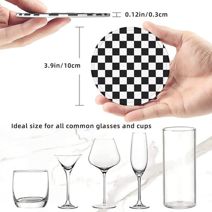 Black and White Checkered Coasters - Image 5