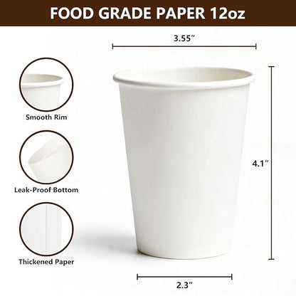 TashiBox 12 oz White Hot Drink Paper Cups - Image 3