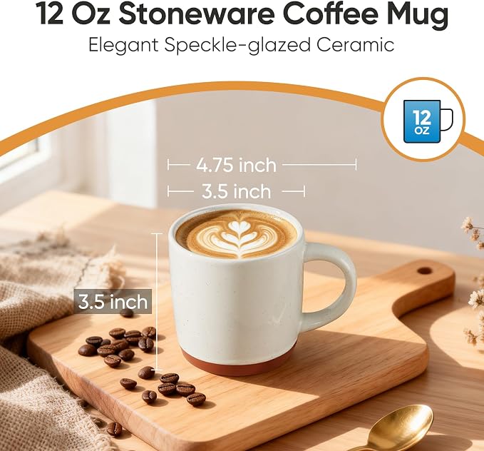 E-far Ceramic Coffee Mug Set of 6, 12oz Stoneware Coffee Cup - Image 2