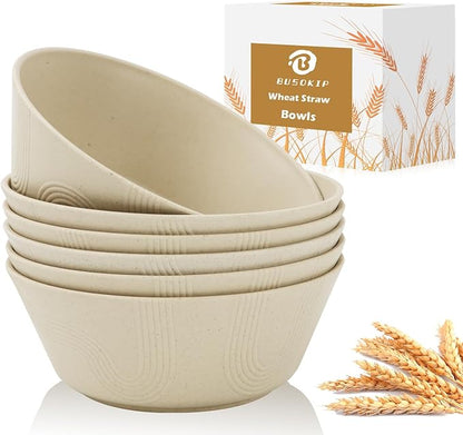 36 oz Wheat Straw Bowl Sets of 6, Alternative by BUSOKIP