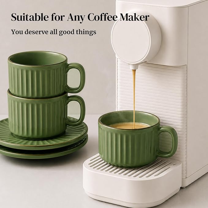 DOWAN Cappuccino Cup Set of 4, 8 OZ Ceramic Coffee Cups - Image 8