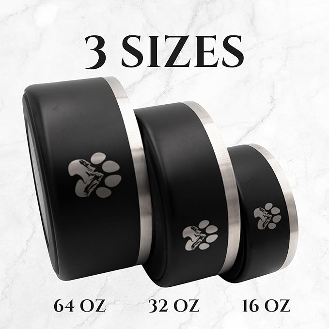 Stainless Steel Dog Bowl for Small-Large Dogs | Double Wall Insulated, Non-Slip Base Heavy Duty Water and Food Bowls for Dogs & Cats | Pet Safe BPA Free & Dishwasher Safe | 64 Oz - White