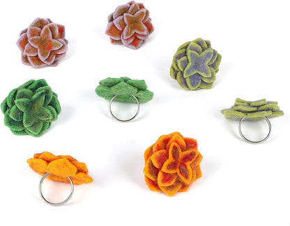 CLEENTABLE Wool Felt Napkin Ring Set of 8 - Elegant Flower Spring & Farmhouse Table Décor with Silver Electroplated Metal Alloy Base - Perfect for Banquet Table Decor & Daily Use (Multi)