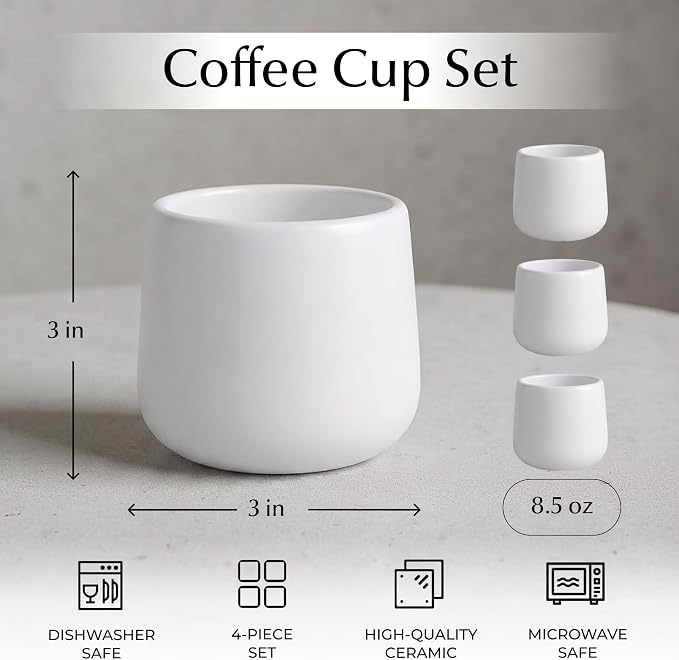 MIAMIO - Ceramic Cup Set of 4, Coffee Mugs - Nami | Coffee Cup Set / Ceramic - Image 3