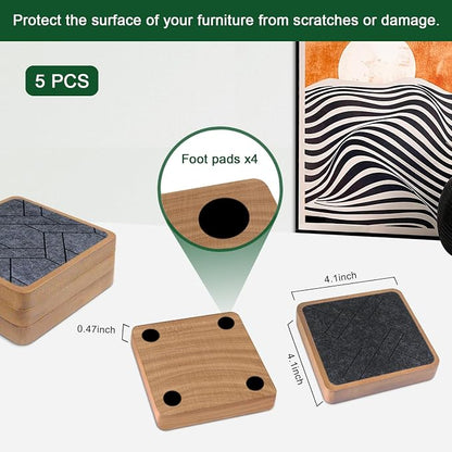 5 Pack Coasters for Drinks Absorbent, EDEGG Square Wood Coasters - Image 6