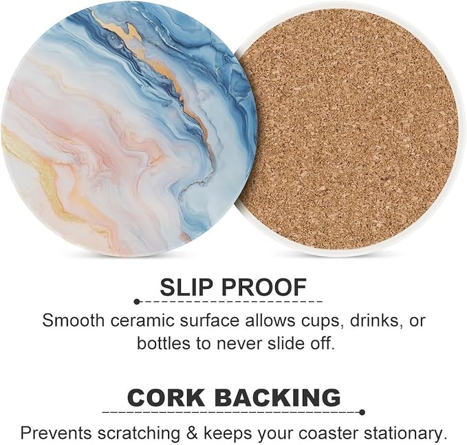 Minimalist Marble Texture Abstract Coasters Set of 4 Absorbent Coasters - Image 6