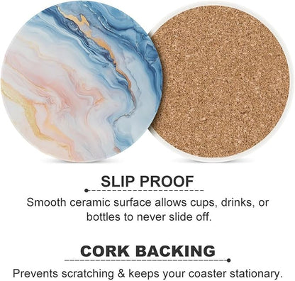 Minimalist Marble Texture Abstract Coasters Set of 4 Absorbent Coasters - Image 6