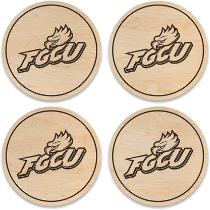 LazerEdge Florida Gulf Coast Eagles Wooden Coaster Set - Maple Wood - Officially Licensed Product - 4-Pack