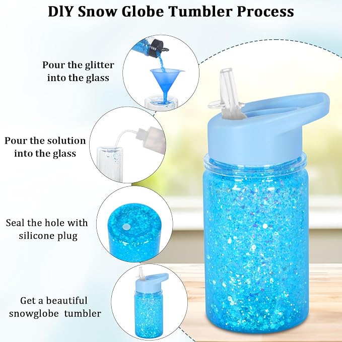 8 Pack 10 Oz Plastic Snow Globe Tumbler - Image 4