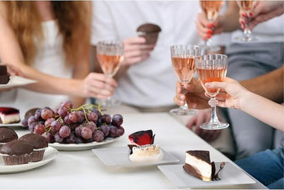 Exquisite Mini Disposable Appetizer Plates - 100 Pack 4.5" x 4.5" Crystal Clear Plastic Dessert Plates - Elegant Design for Weddings, Birthdays, Formal Parties - Stackable & Convenient - BPA Free