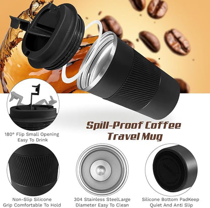 Vacuum Insulated Stainless Steel Travel Coffee Mug, Leak Proof Cup - Image 3