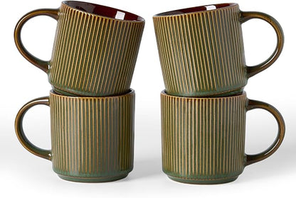 famiware Coffee Mug Set for 4, Star 12 oz Catering Mugs Cup Set by Famiware