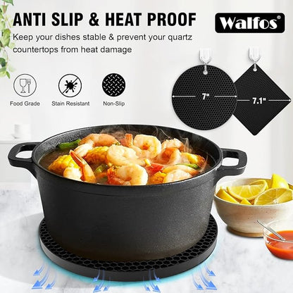 Walfos XXL Silicone Trivet 16" and Large 12" and Round & Square 7", Trivets - Image 7