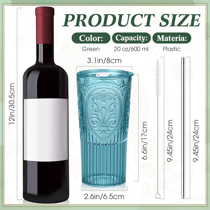 4 Set 20oz Vintage Plastic Tumbler - Image 2