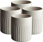 Goodies White Ribbed Water Cups (Set of 4), Handmade Ceramic, Glazed, Dishwasher Safe, Microwave Safe, Secure Grip, Ergonomic Shape, Modern, 9 oz