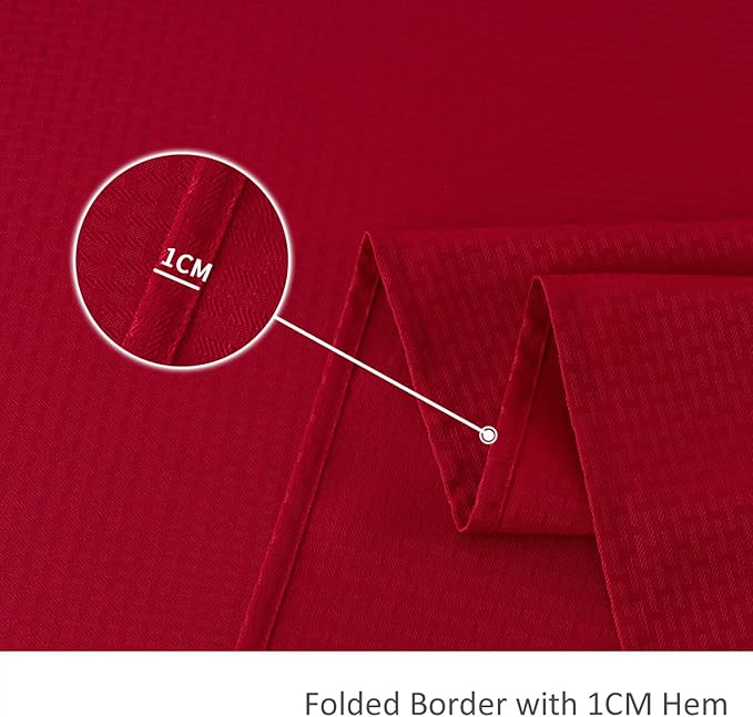 maxmill Rectangle Tablecloth Weaved Design Water Resistant Wrinkle Free Spill-Proof Soft Table Cloth for Dining Room Decoration, Banquet, Christmas Holiday Dinner, 60 x 84 Inch, Red