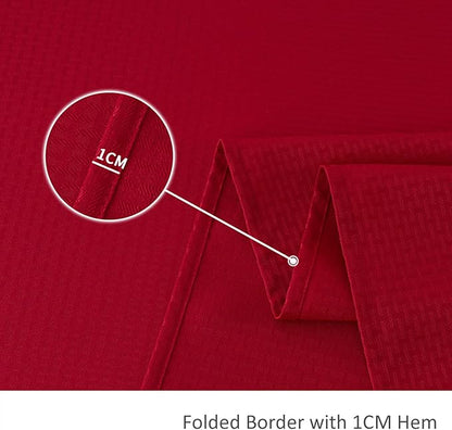 maxmill Square Tablecloth Weaved Texture Stain Resistant Waterproof Wrinkle Resistant Soft Table Cloth, Christmas Dinner Fabric Decoration for Dining Room Holiday Party, 52 x 52 Inch, Red