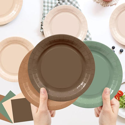60Pcs Woodland Plates and Napkins Party Supplies, Serves 20 | Sage Green and - Image 3