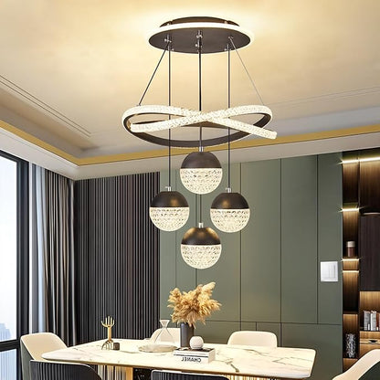 Modern LED Chandeliers, Dimmable 3-Color Kitchen Island Pendant Light for Dining Room, Bedroom, Living Room, Contemporary Hanging Ceiling Light, Linear Island Lamp ﻿