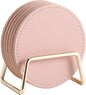 CASEGRACE Drink Coasters with Metal Holder Stand Set of 6, PU Leather Absorbent by Casegrace