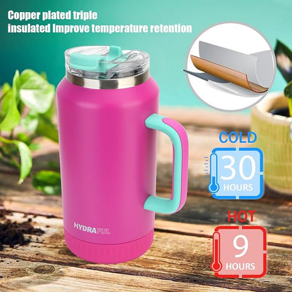 Hydraful 64 oz Tumbler with Handle and Straw - Image 2