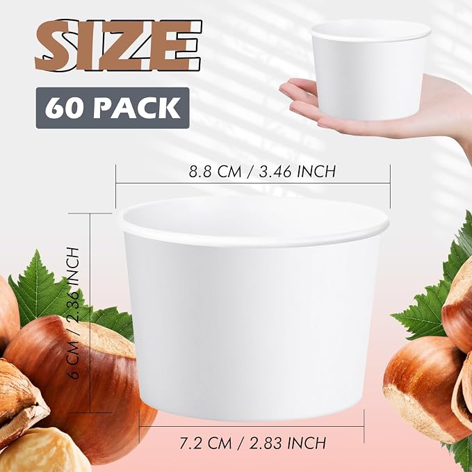 Jingmore Paper Ice Cream Cups 9oz Colored Disposable Dessert Bowls - Image 2